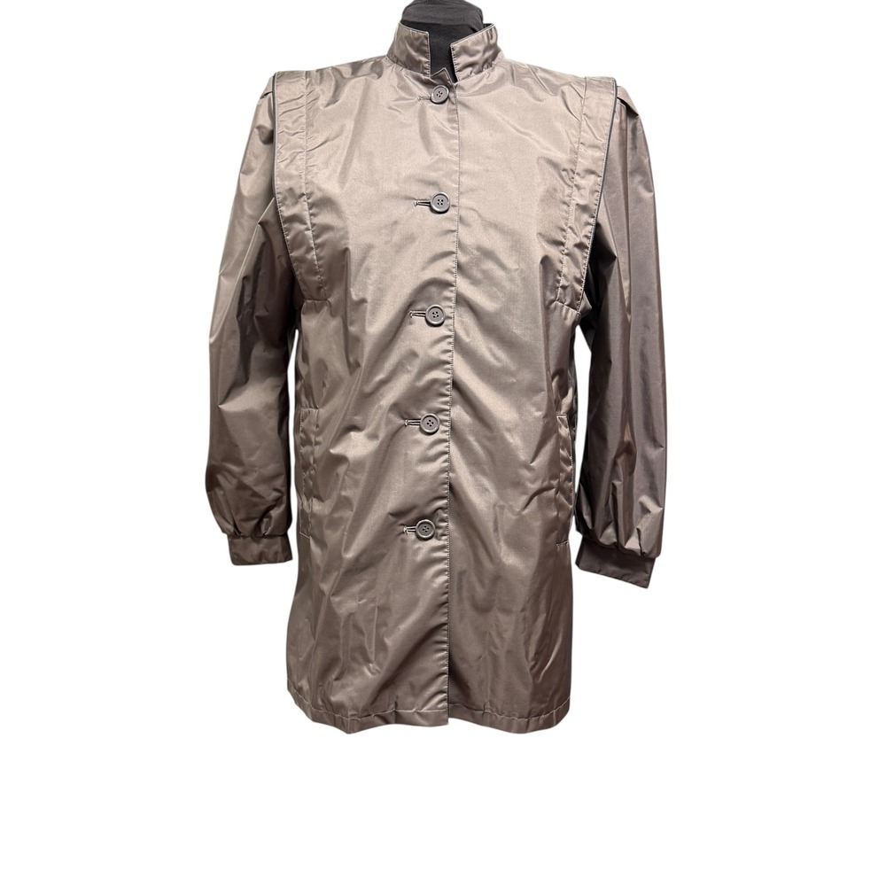 Fleet Street Vintage Bronze Nylon Raincoat Jacket Metallic Brown Size 16 RN50411